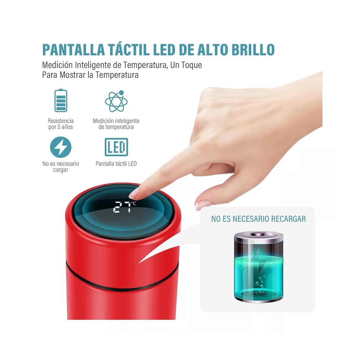 Termo Digital Inteligente De Acero Inoxidable 500ml 4 Pack Rojo.