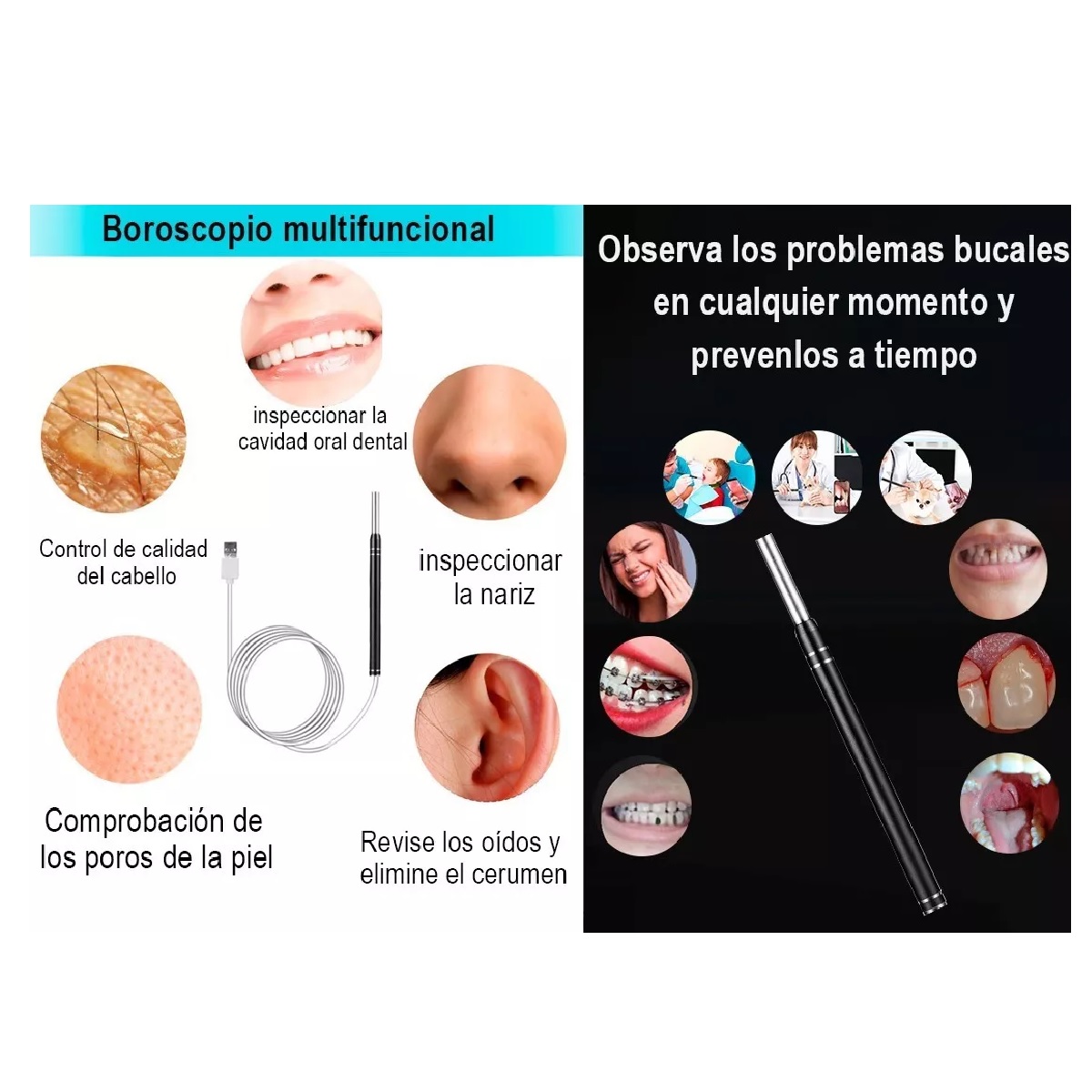 Mini Camara Endoscopio Limpieza Oidos Otoscopio Denta.