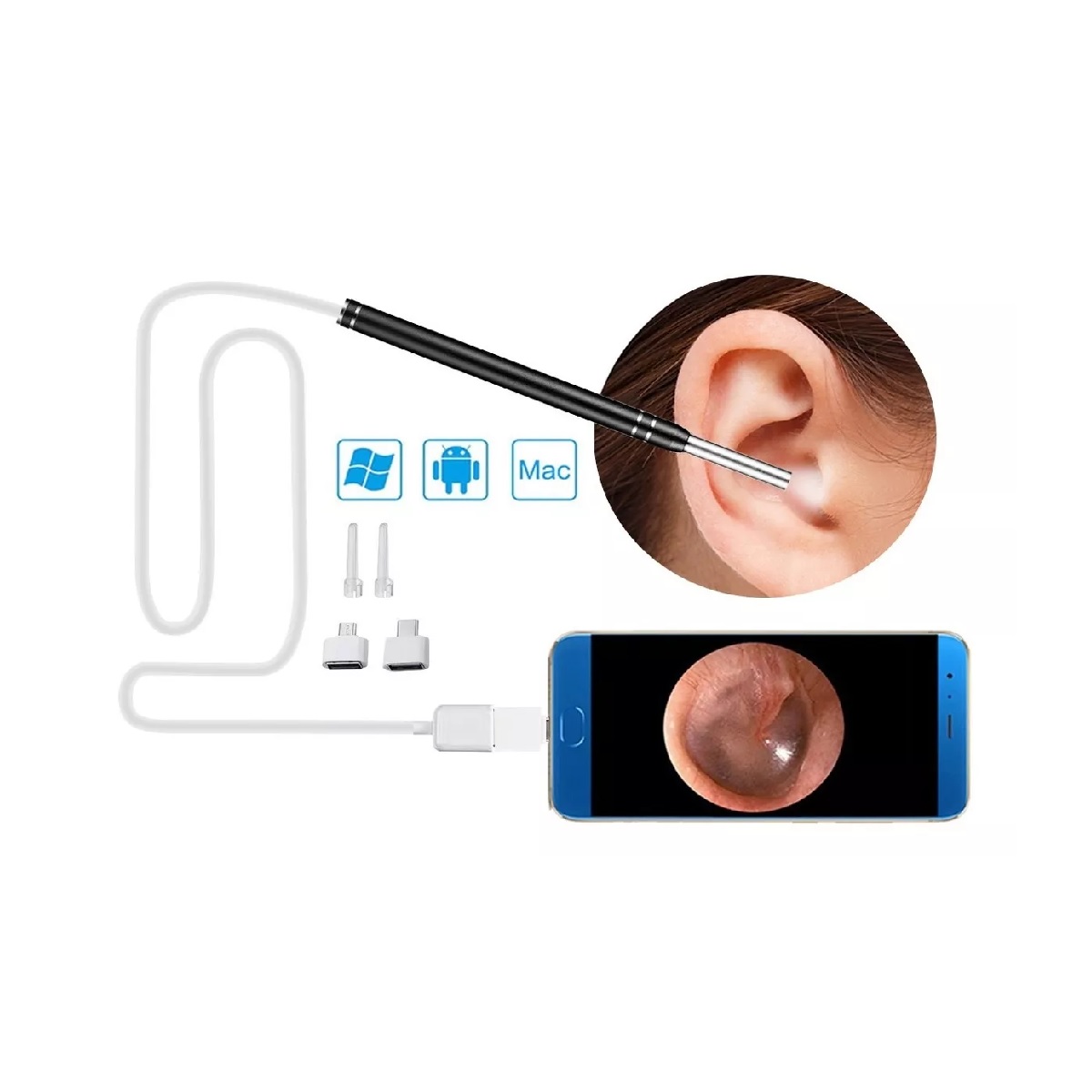 Mini Camara Endoscopio Limpieza Oidos Otoscopio Denta.