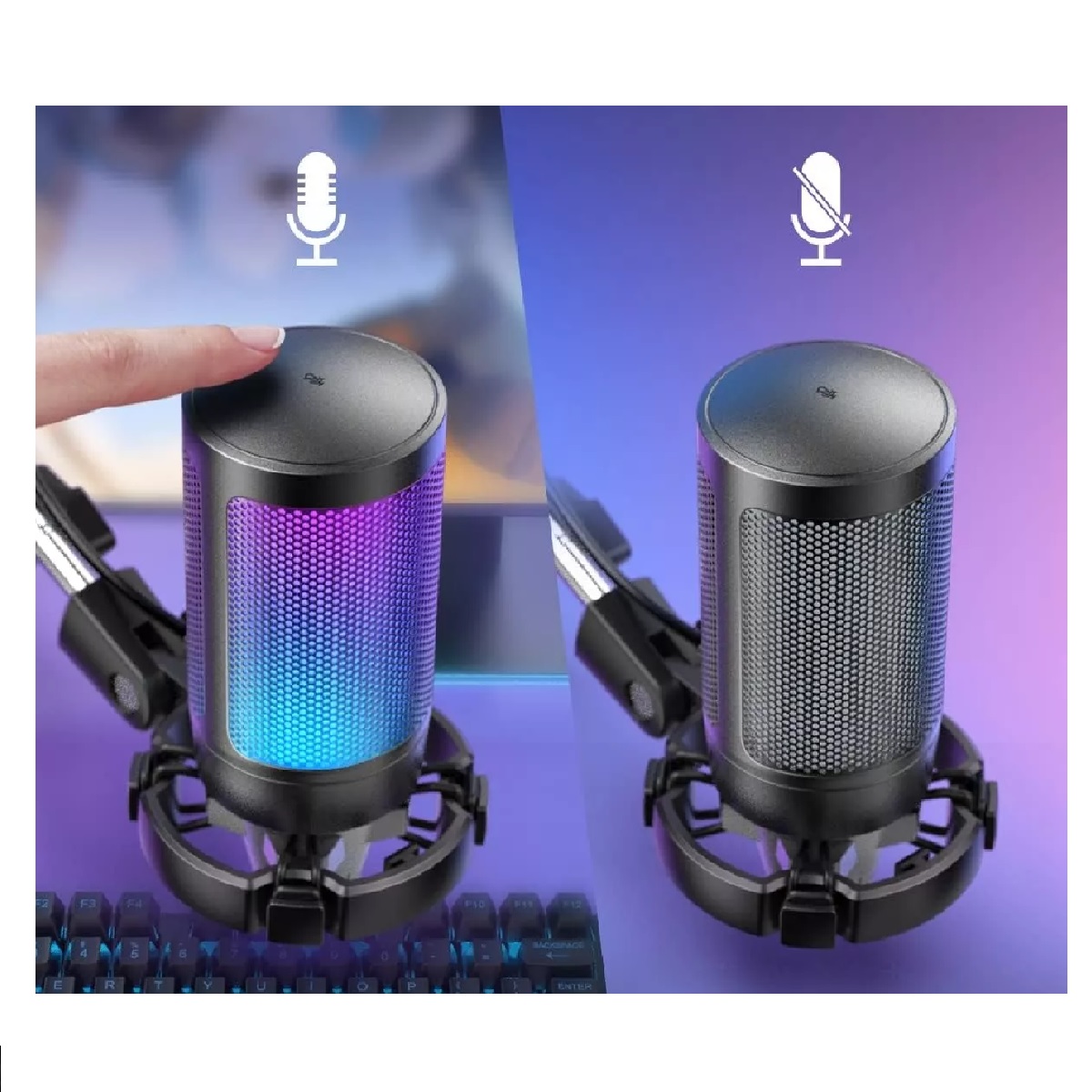 Micrófono Juego Me6s Rgb Condensador Usb Podcast Pc De Gamer.