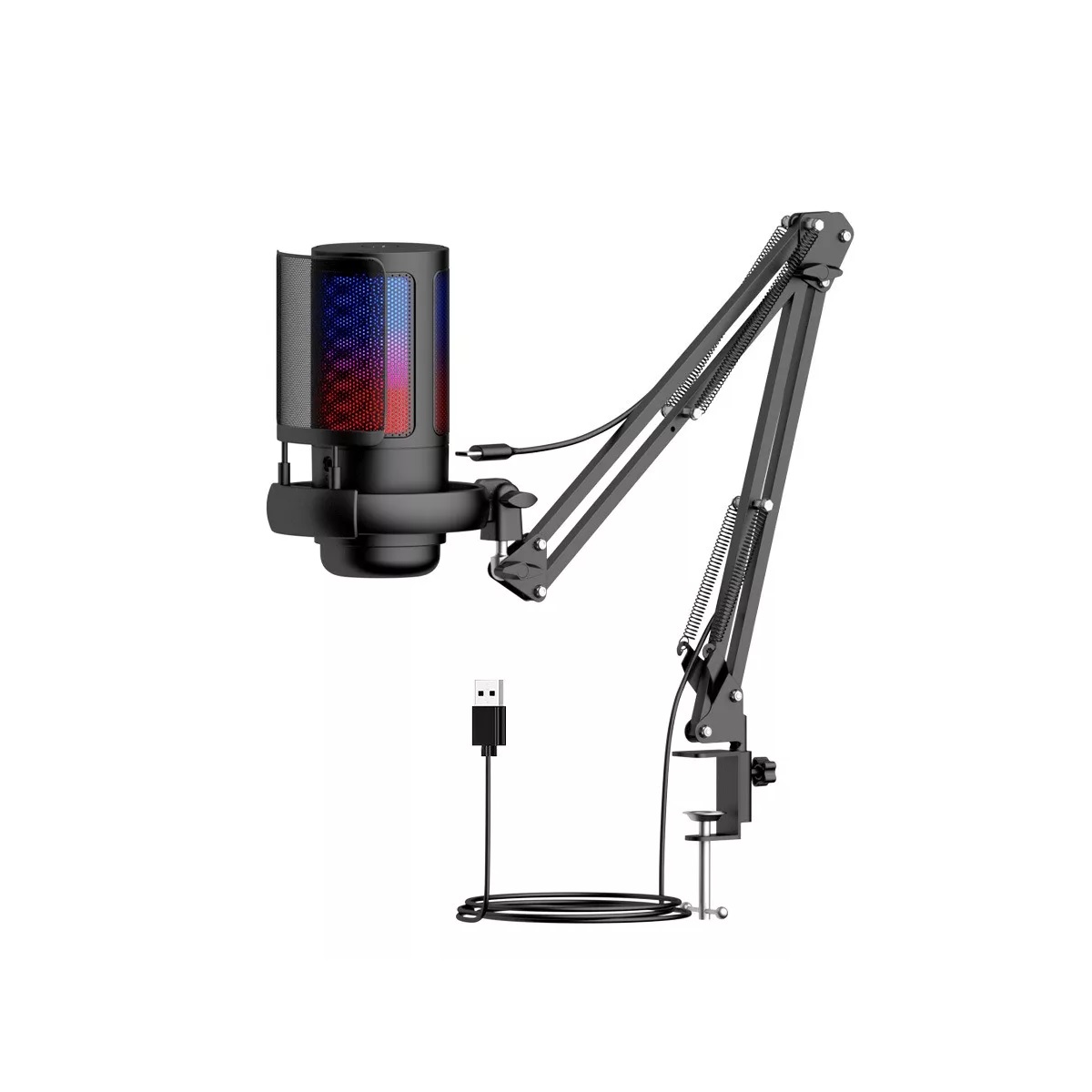 Micrófono Juego Me6s Rgb Condensador Usb Podcast Pc De Gamer.