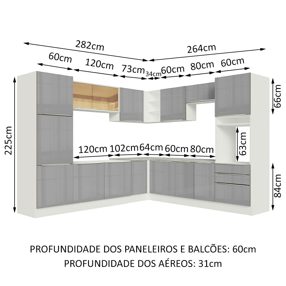Cocina Integral Completa Modular Madesa Lux 546cm BG 02.