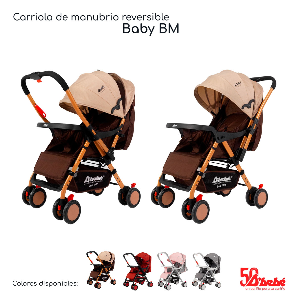 Carriola Reversible D'bebé Baby BM Beige.