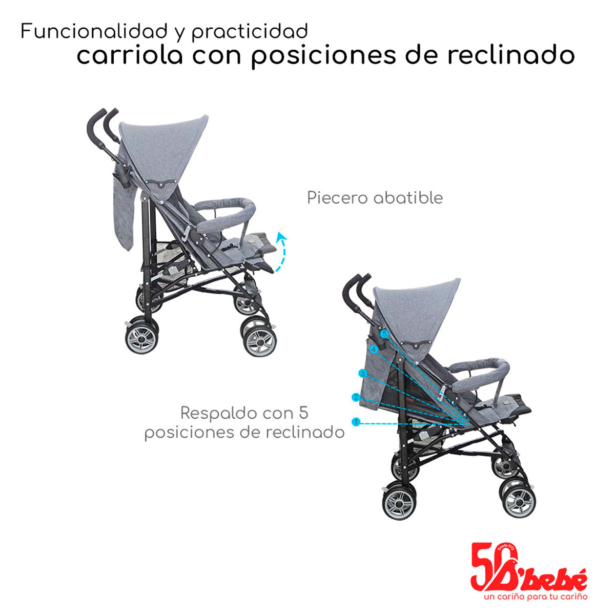 Carriola De Bastón D'bebé Aerostar Gris
