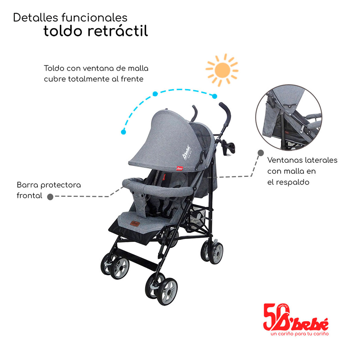 Carriola De Bastón D'bebé Aerostar Gris