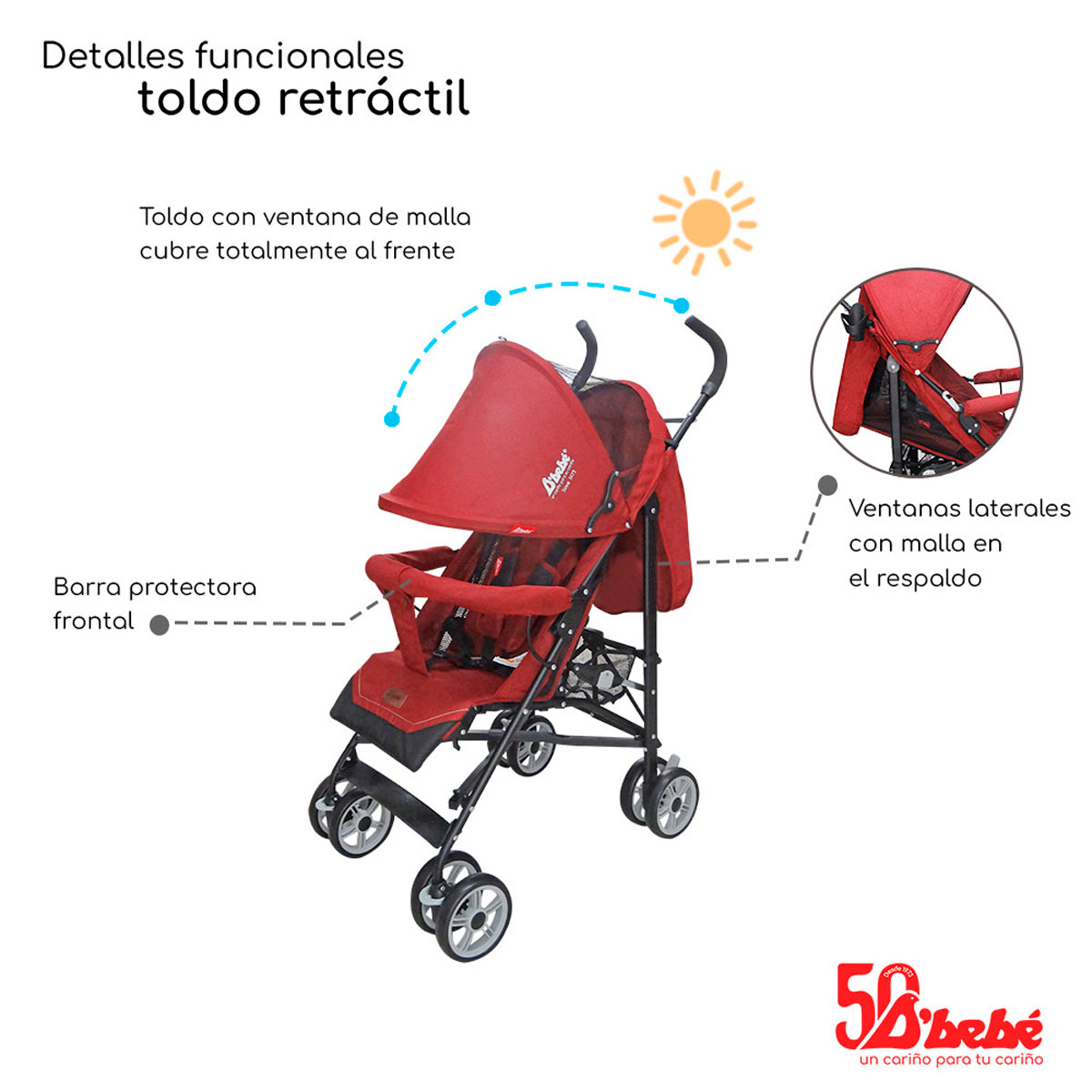 Carriola De Bastón D'bebé Aerostar Roja