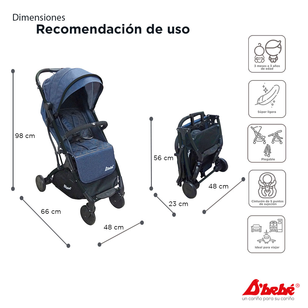 Carriola para Viaje D'bebé Wing Azul.