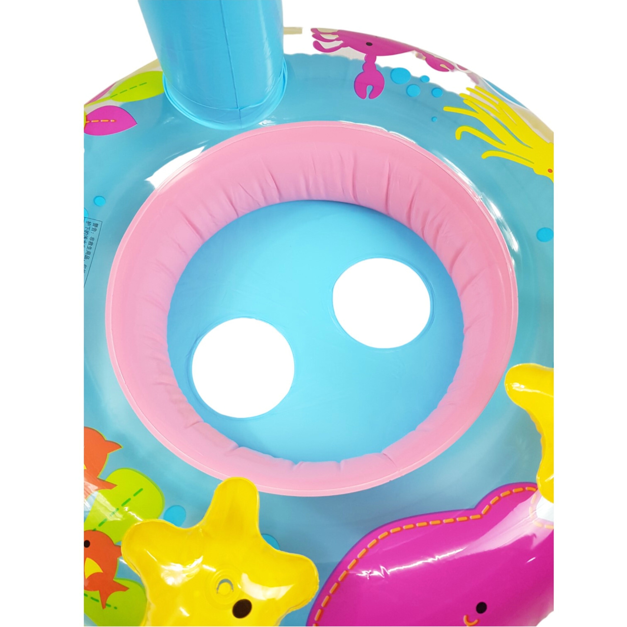 	Inflable para Niños, Flotador de Alberca con Techo de Palmera - Azul.
