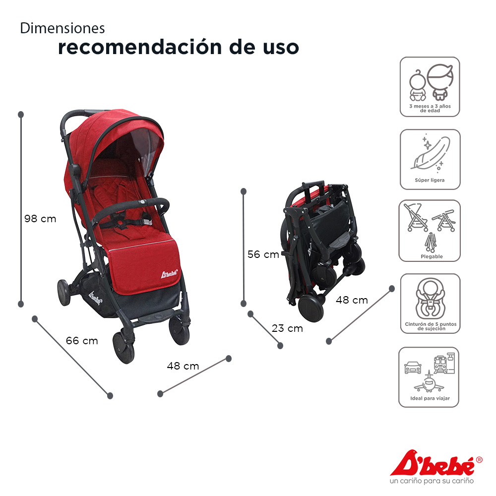 Carriola para Viaje D'bebé Wing Roja.