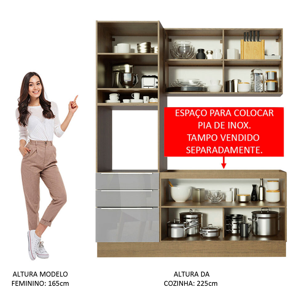 Cocina Integral Completa Modular Madesa Lux 180cm MG 01.