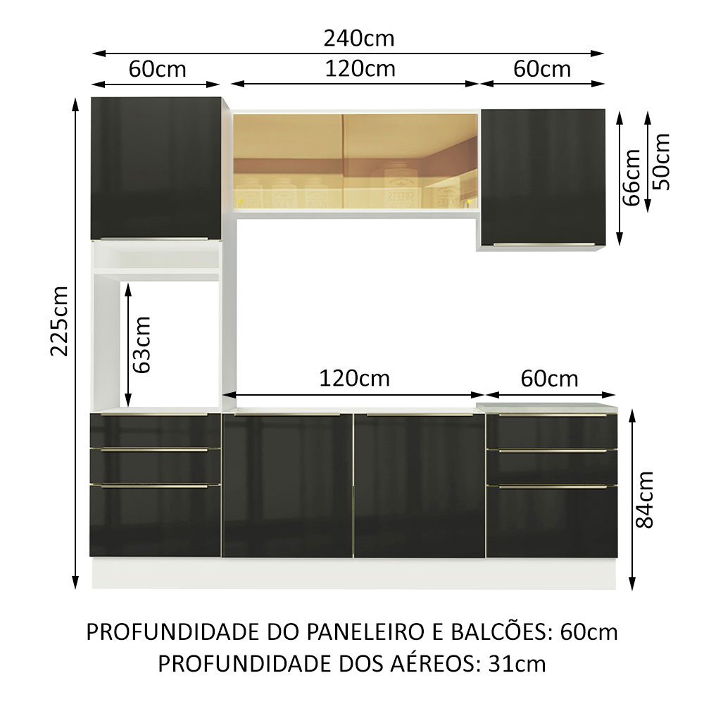 Cocina Integral Completa Modular Madesa Lux 240cm BN 02.
