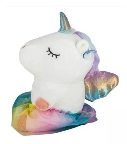 Bonito Peluche Blanco Suave Unicornio Hada Con Vestido Regalo.