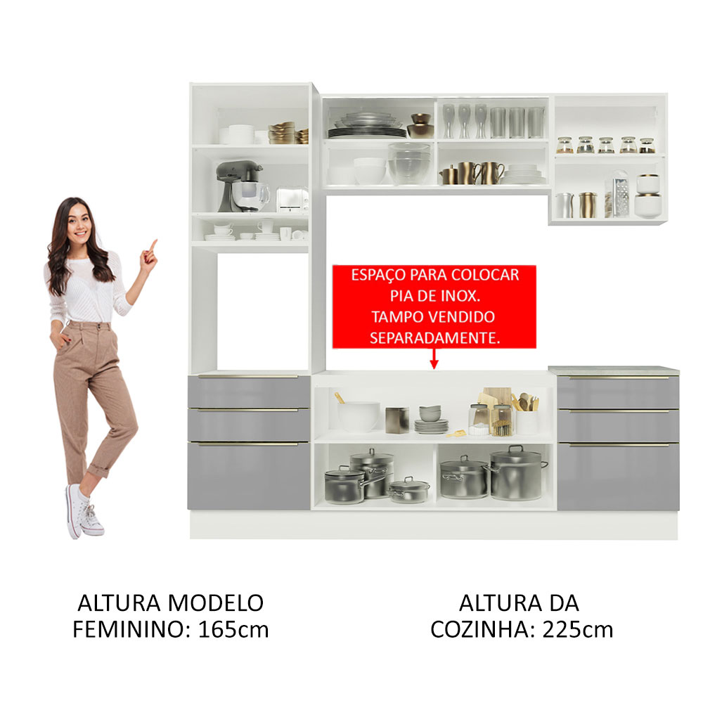 Cocina Integral Completa Modular Madesa Lux 240cm BG 02.
