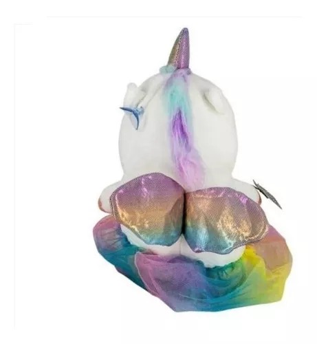 Bonito Peluche Blanco Suave Unicornio Hada Con Vestido Regalo.