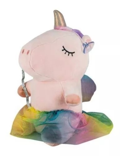 Bonito Peluche Rosa Suave Unicornio Hada Con Vestido Regalo.