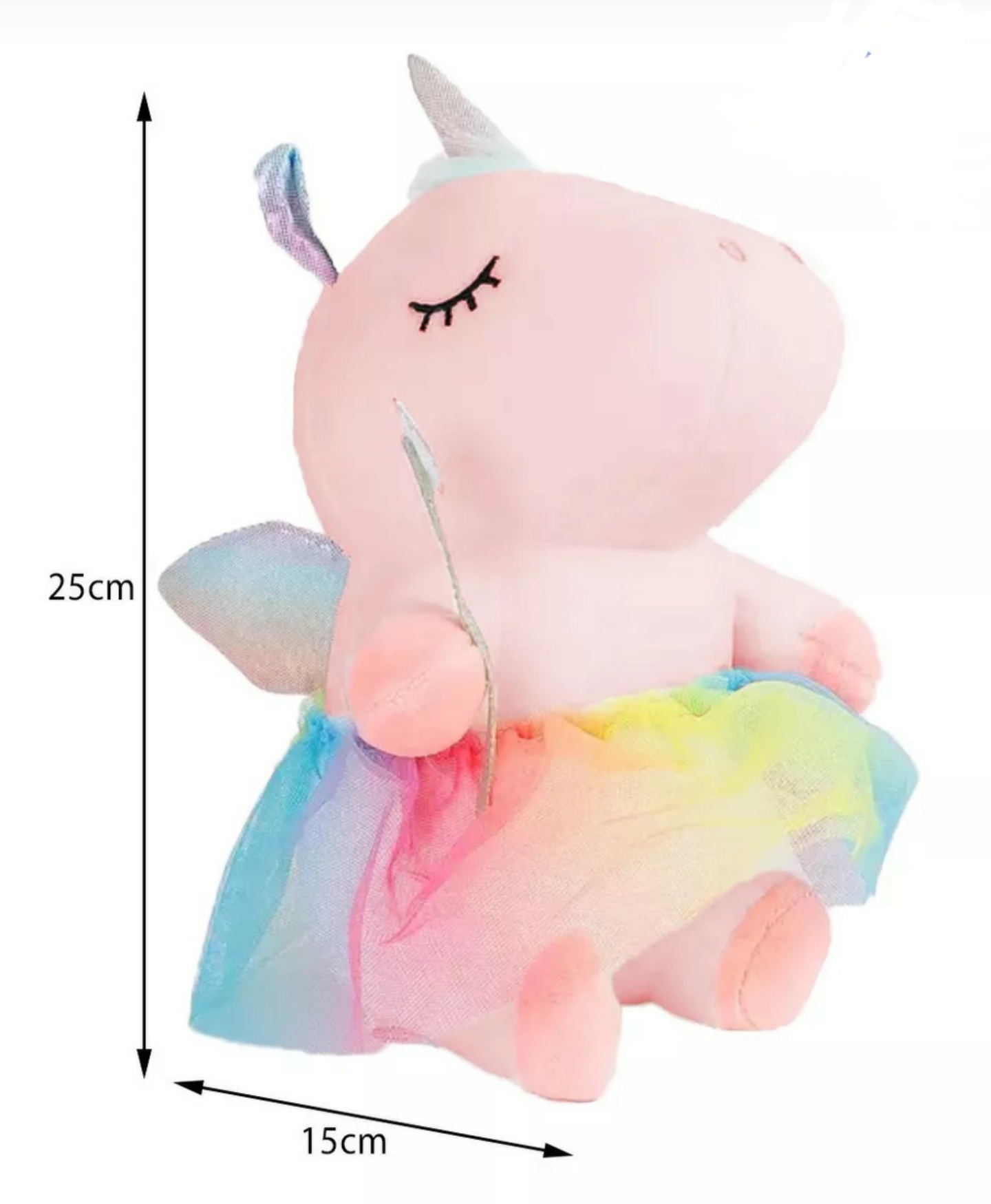 Bonito Peluche Rosa Suave Unicornio Hada Con Vestido Regalo.
