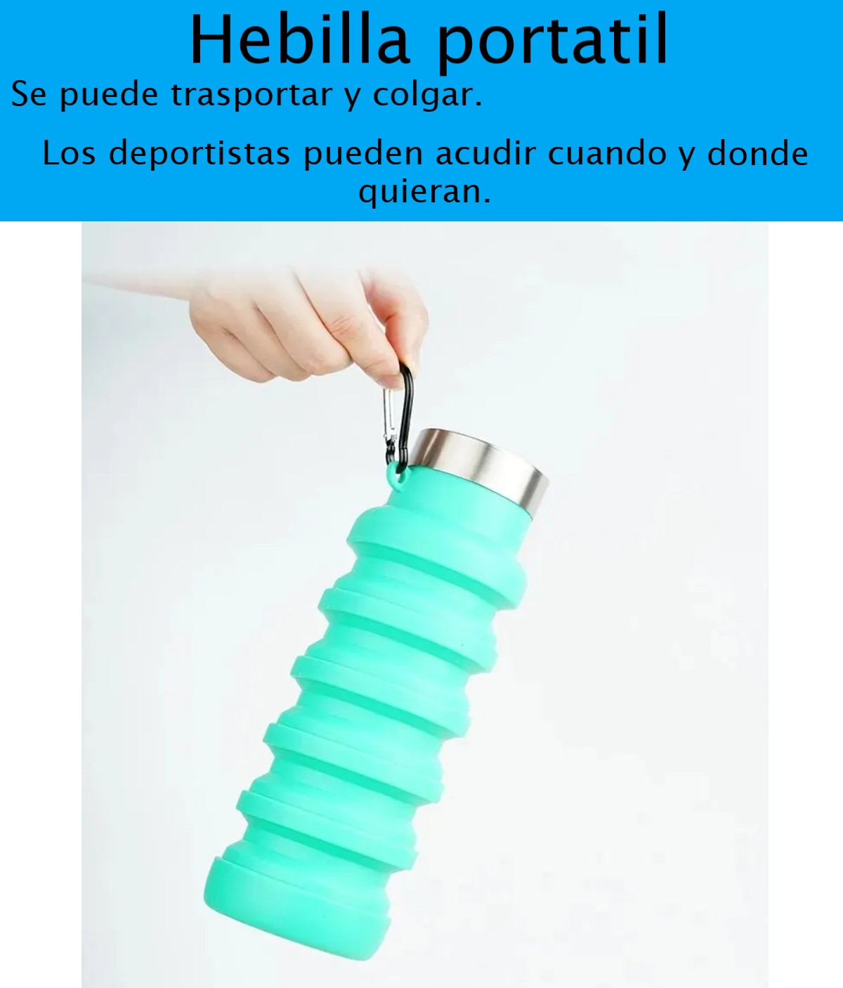 Botella agua plegable silicona reutilizable negro taza portátil senderismo aire libre montañismo