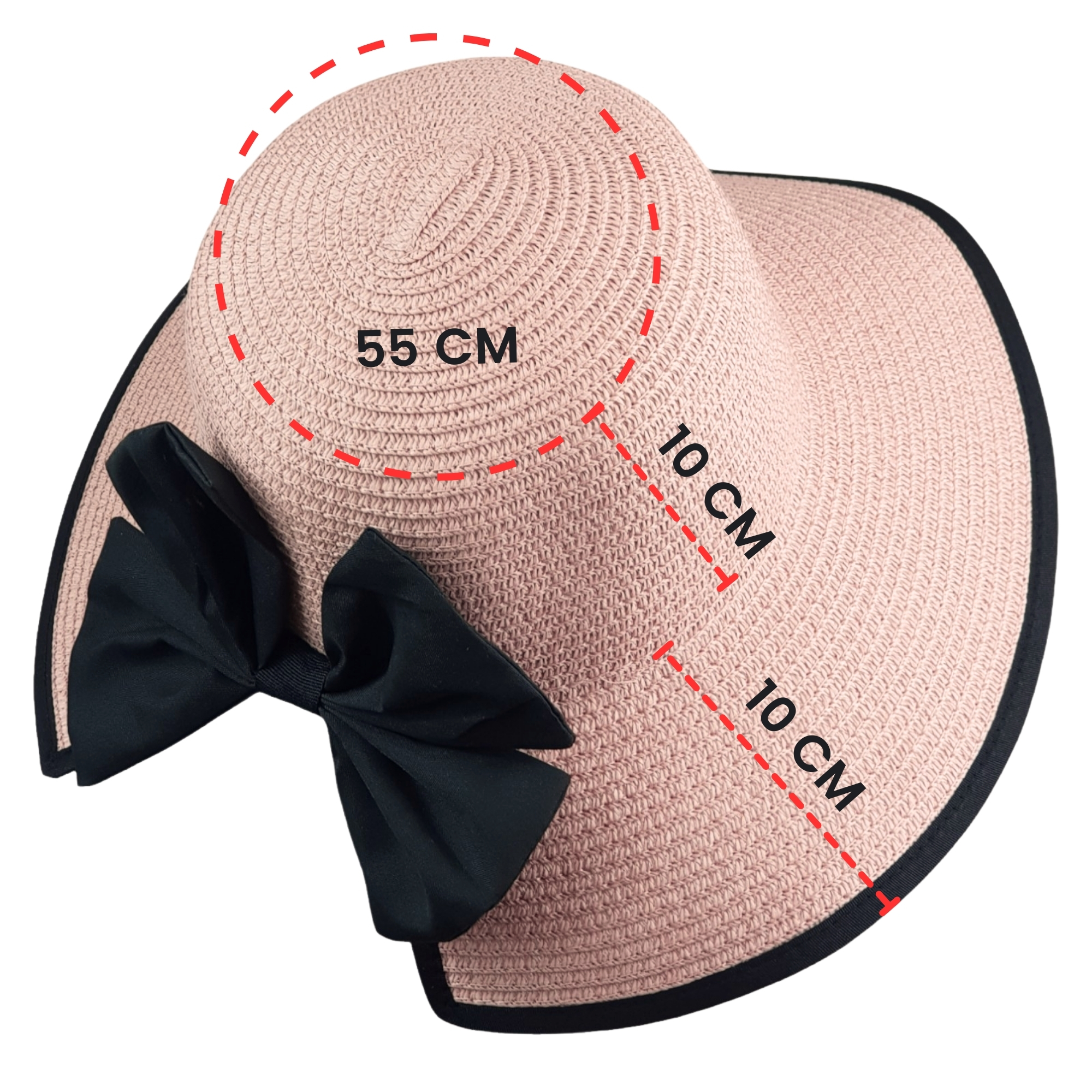 Sombrero de Mujer para Sol Playa Protección Paja Plegable Transpirable - Rosa.