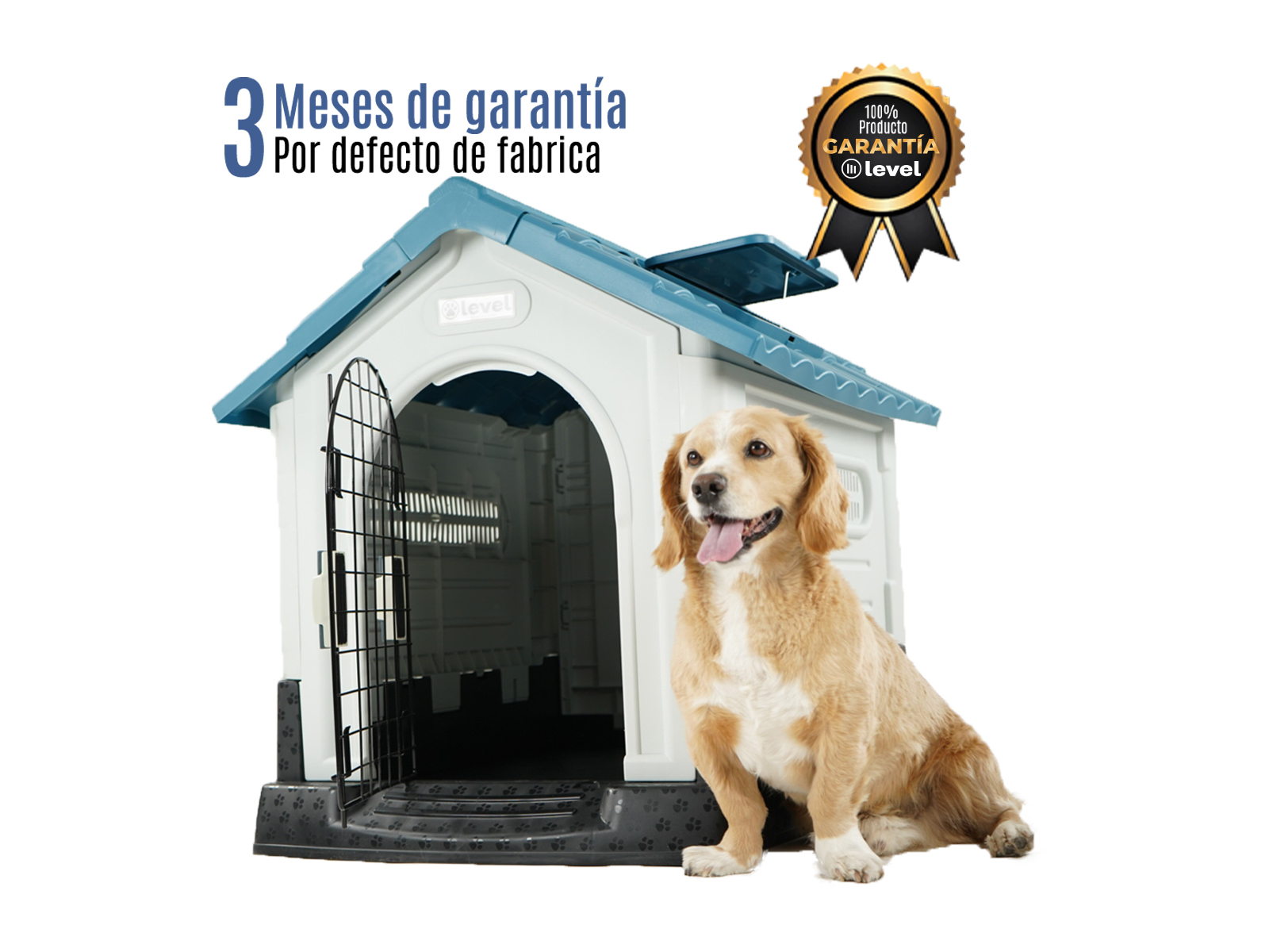 Casa Perro Chica Plegable Térmica Con Puerta Y Ventila Bliss Color Azul .