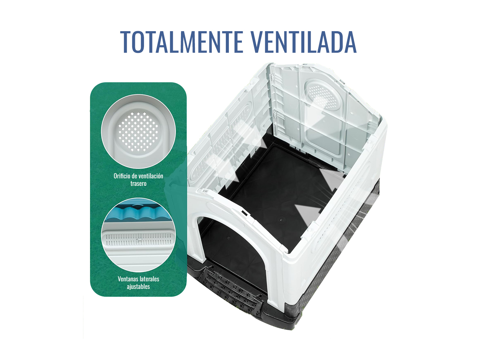 Casa Perro Chica Plegable Térmica Con Puerta Y Ventila Bliss Color Azul .