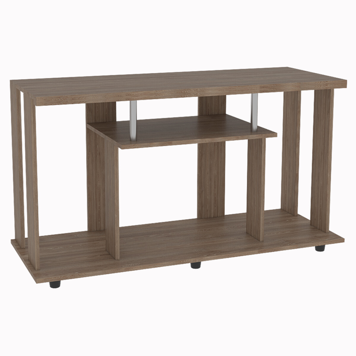 MUEBLE ARMABLE PARA TV DE 50" CON ESPACIOS PARA CONSOLAS DE VIDEOJUEGO O BOCINAS MODELO LANNES.