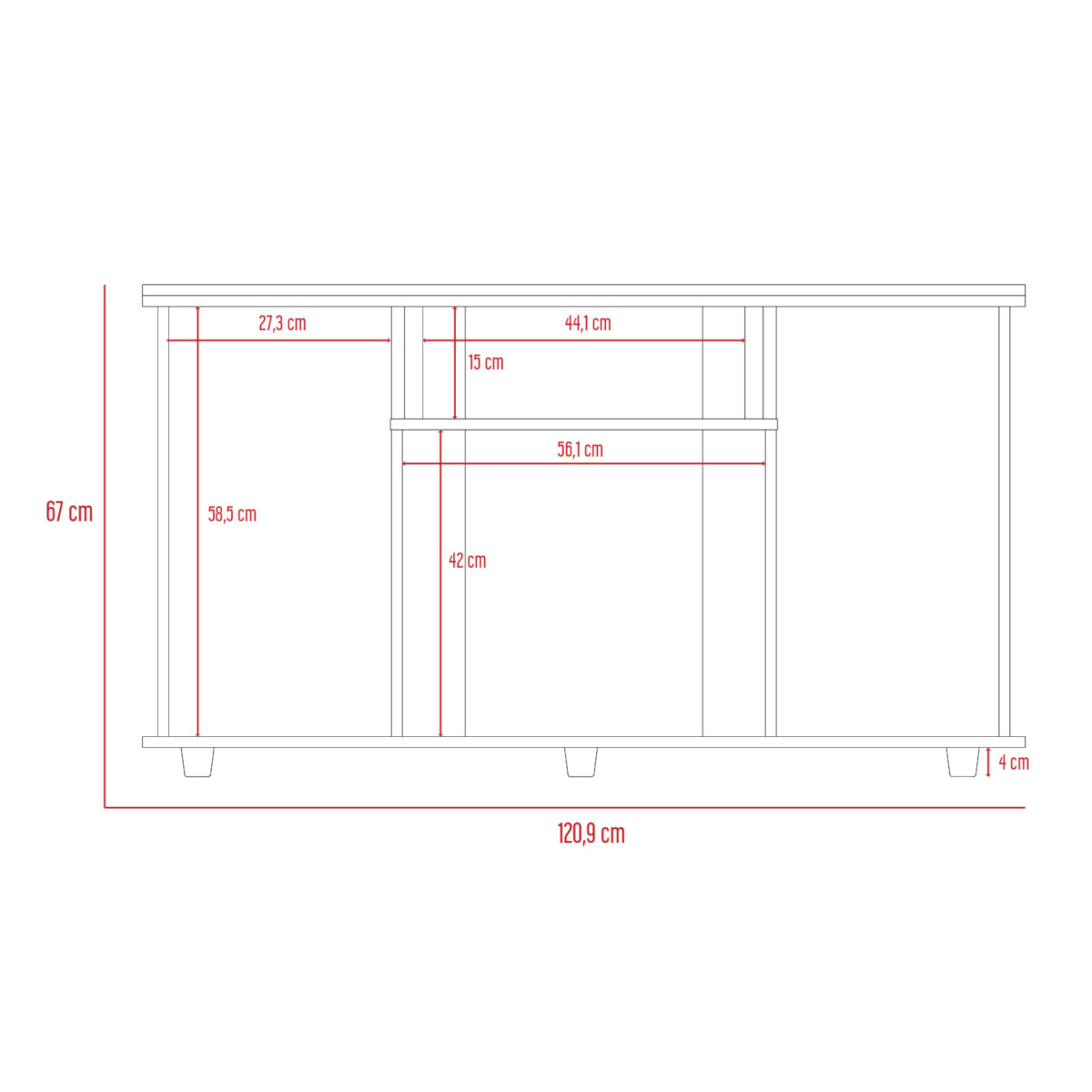 MUEBLE ARMABLE PARA TV DE 50" CON ESPACIOS PARA CONSOLAS DE VIDEOJUEGO O BOCINAS MODELO LANNES.