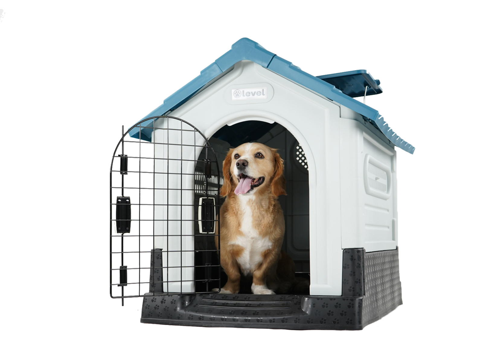 Casa Perro Chica Plegable Térmica Con Puerta Y Ventila Bliss Color Azul .