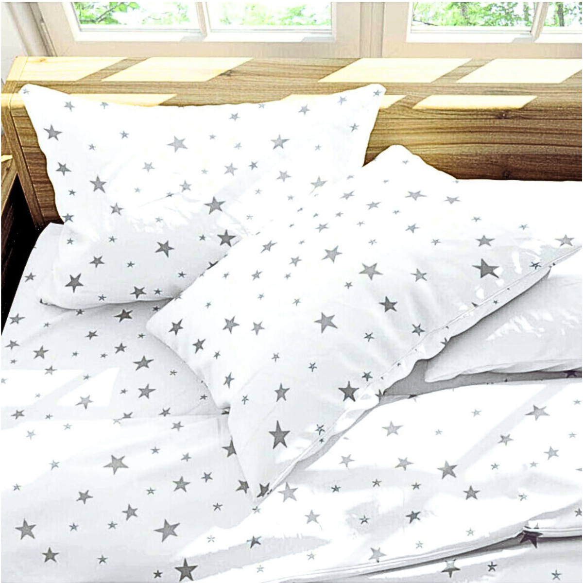Juego de Fundas para Duvet Koala -Microfibra Ultra suave  -King Size -Estampada -Estrella Gris.