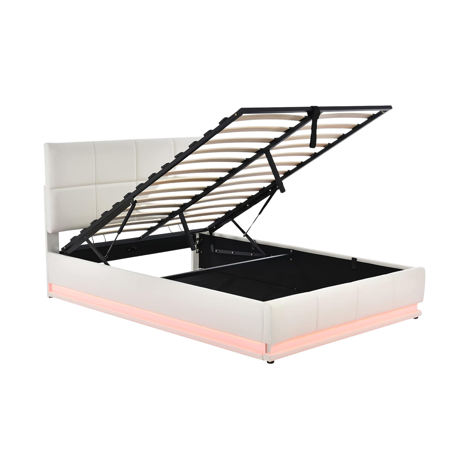 Base King Size Moderno Luz LED y Almacenamiento Bossa Kane.