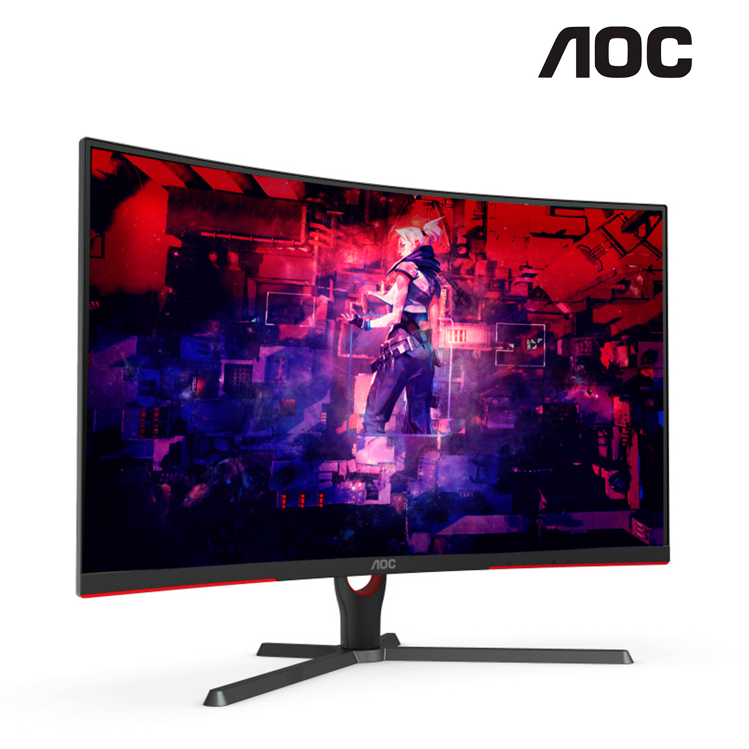 Monitor Aoc C32G3E 32" Gaming Curvo 1Ms 165Hz Free Sync Fhd Vga Hdmi Negro/Rojo.