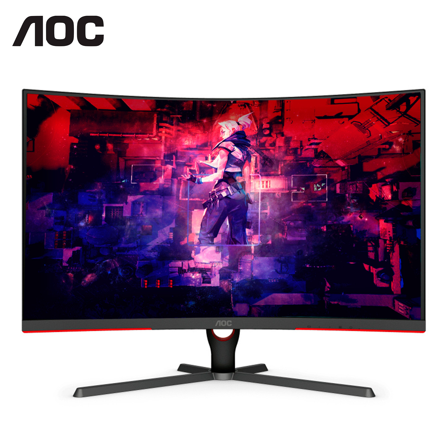 Monitor Aoc C32G3E 32" Gaming Curvo 1Ms 165Hz Free Sync Fhd Vga Hdmi Negro/Rojo.