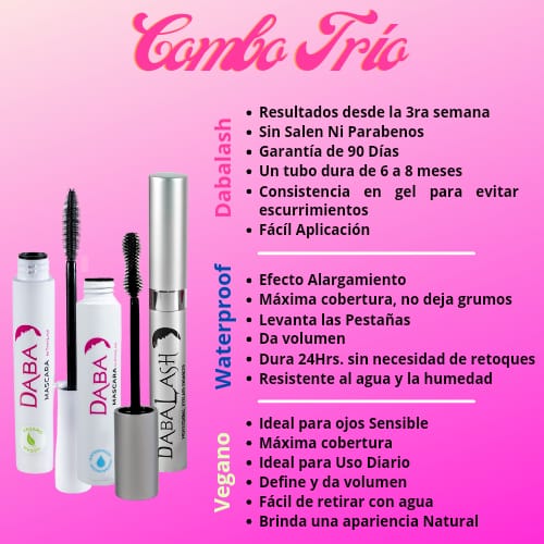 COMBO TRIO  (Dabalash + 1 Daba Máscara Vegana + 1 Daba Mascara Waterproof)