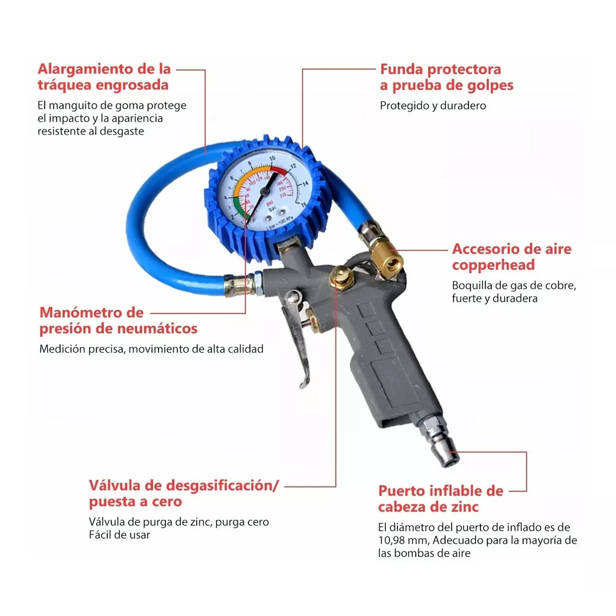 Medidor De Presión De Neumáticos Para Inflar Automóviles.