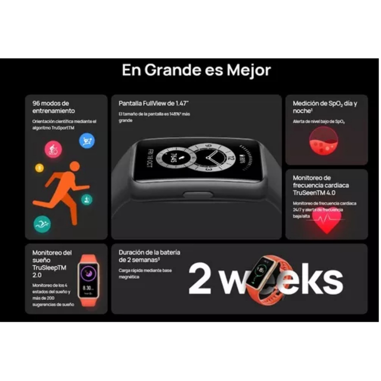 Smartwatch Huawei Band 6 1.47'' Amoled Bluetooth 5.0 Negro
