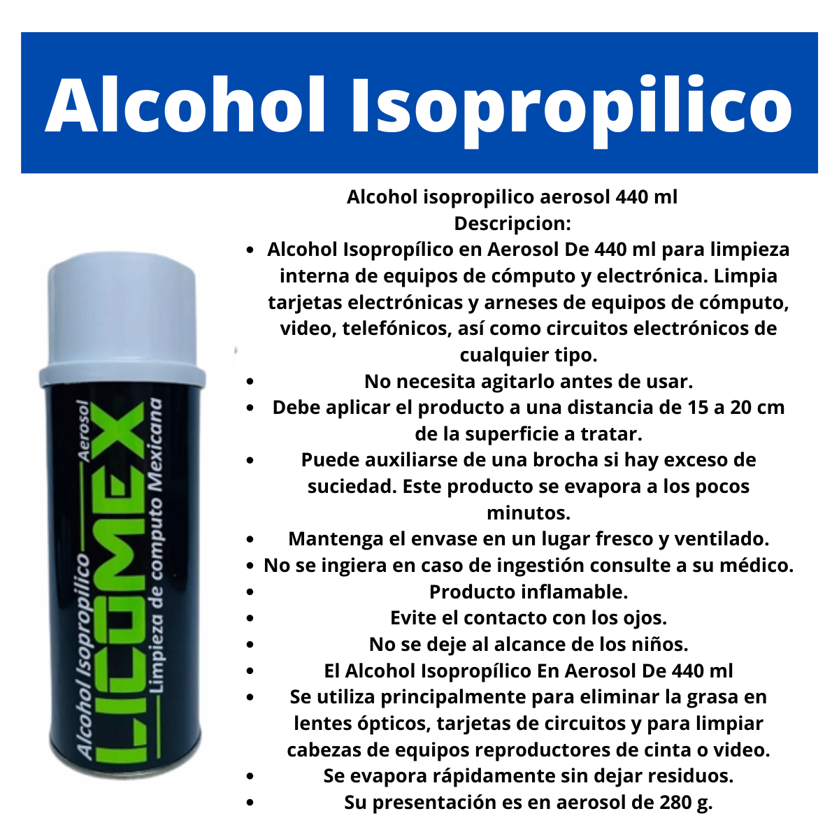 Aire Comprimido440 ml, Espuma limpiadora Alcohol Isopropílico 250 Ml Limpiador de pantallas