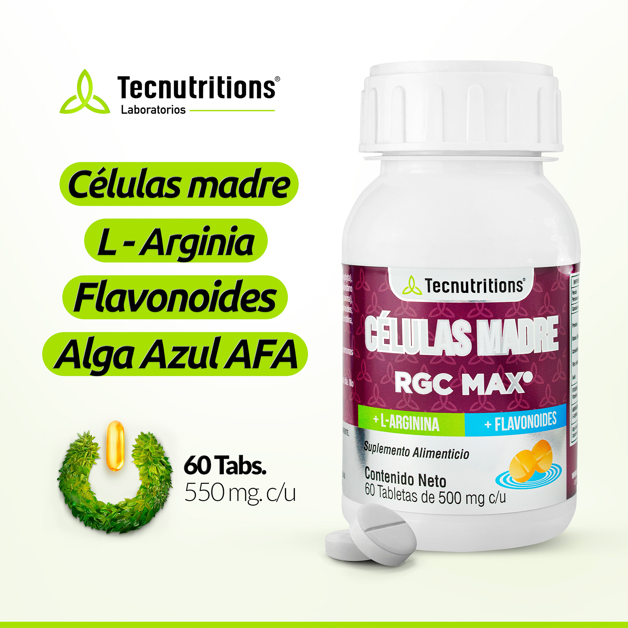 Suplemento Células Madre, Rgc Max, Tecnutritions® Con L-arginina