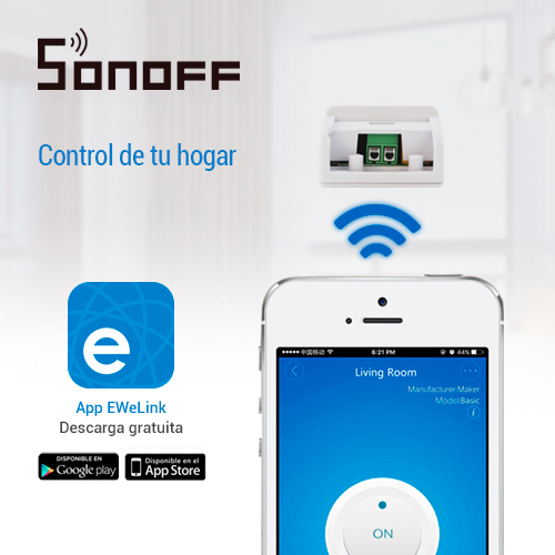 INTERRUPTOR ON/OFF SONOFF BASIC SMART INALAMBRICO WIFI PARA SOLUCION DE SMART HOME CON TEMPORIZADOR PARA IOS Y ANDROID COMPATIBLE CON ALEXA. GOOGLE HOME. NEST. IFTTT 1CH WIFI 2.4GHZ HASTA 10AMP