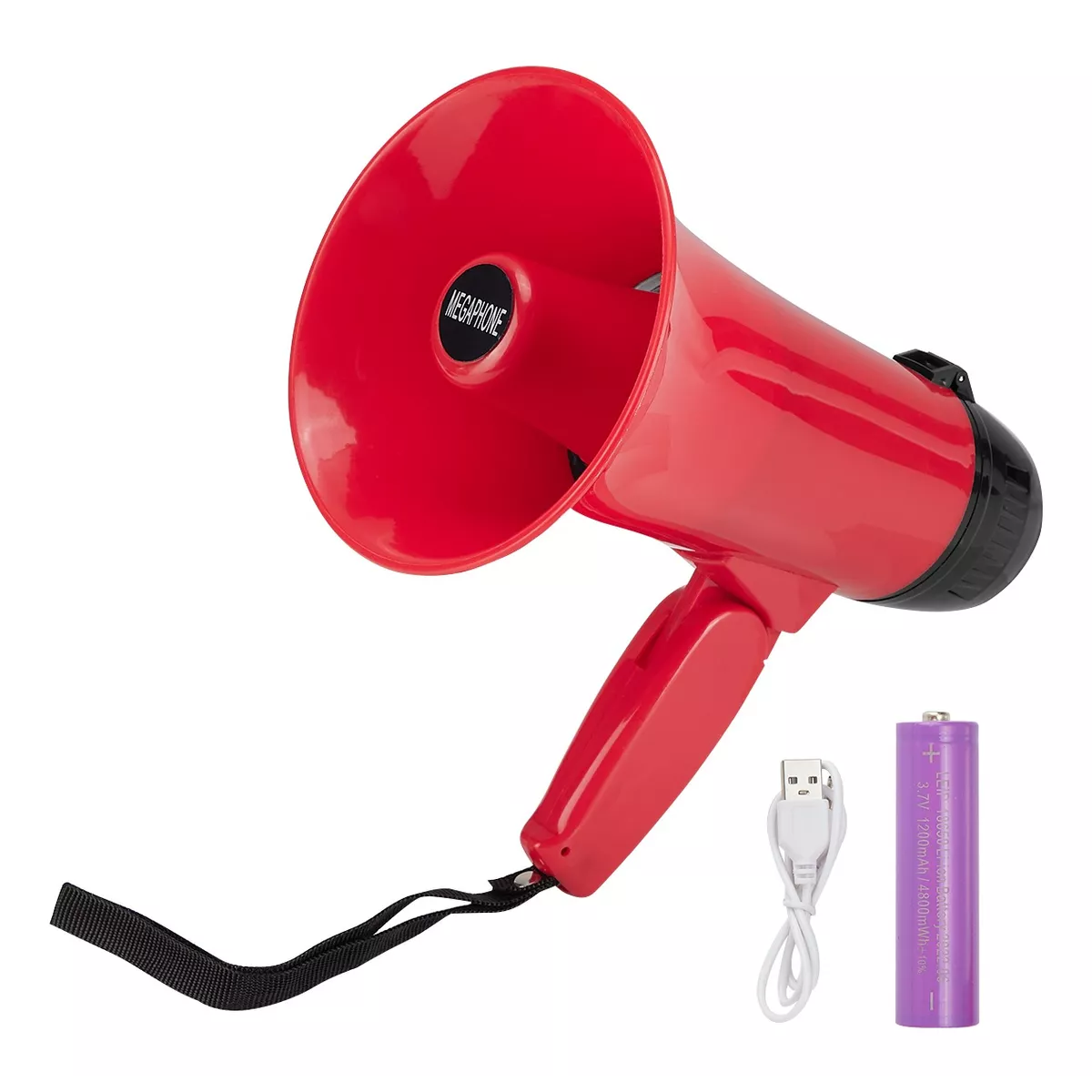 Megáfono Usb 25w Con Sirena Bluetooth Y Grabador Recargable Rojo.