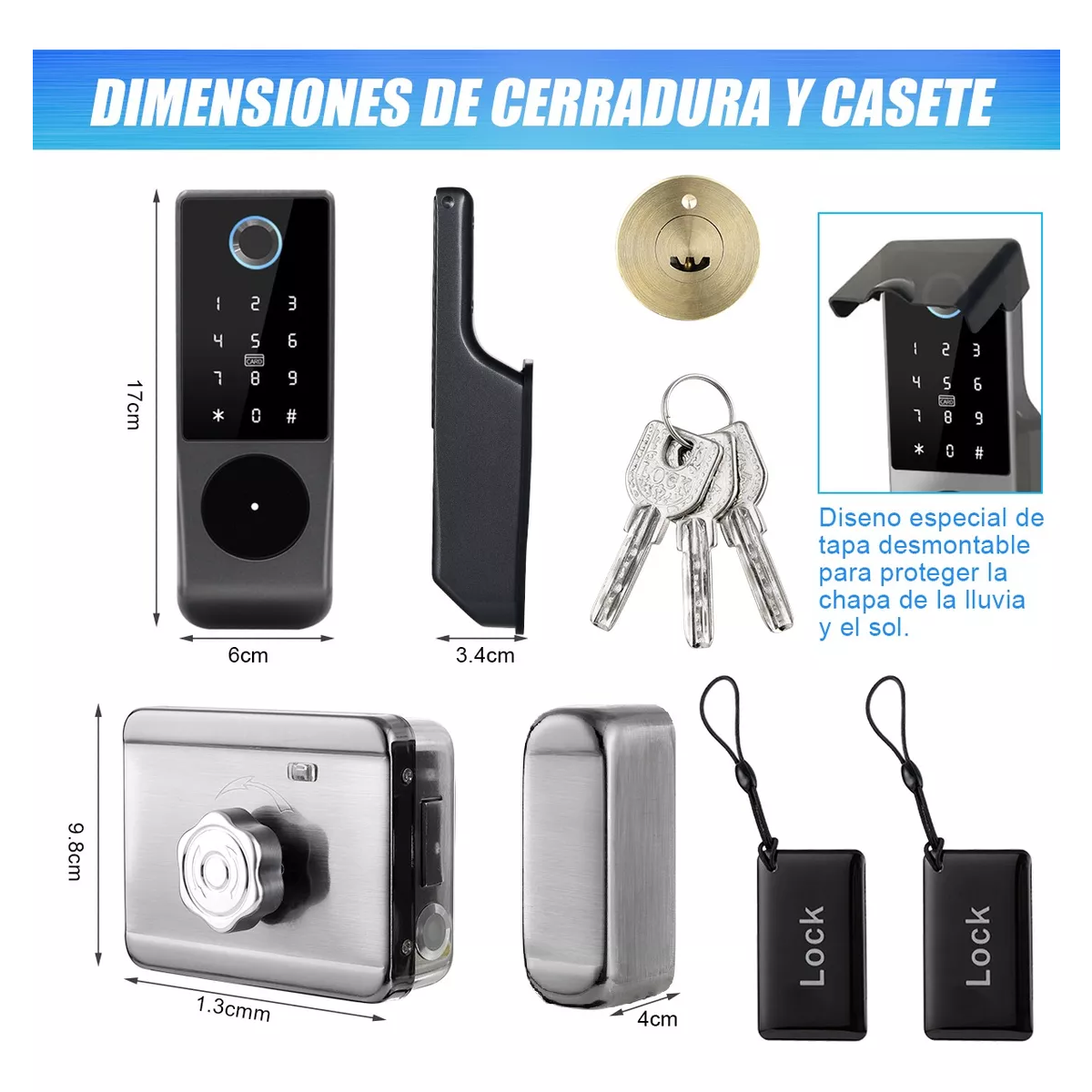 Chapa Cerradura Inteligente Electrónica Exterior Impermeable.