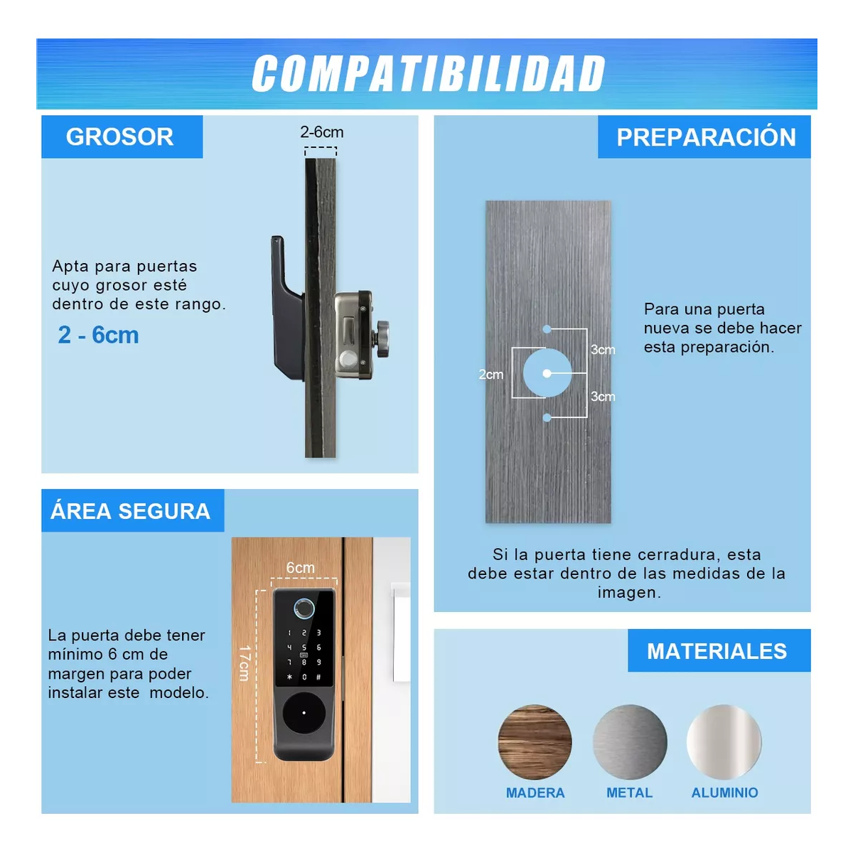 Chapa Cerradura Inteligente Electrónica Exterior Impermeable.