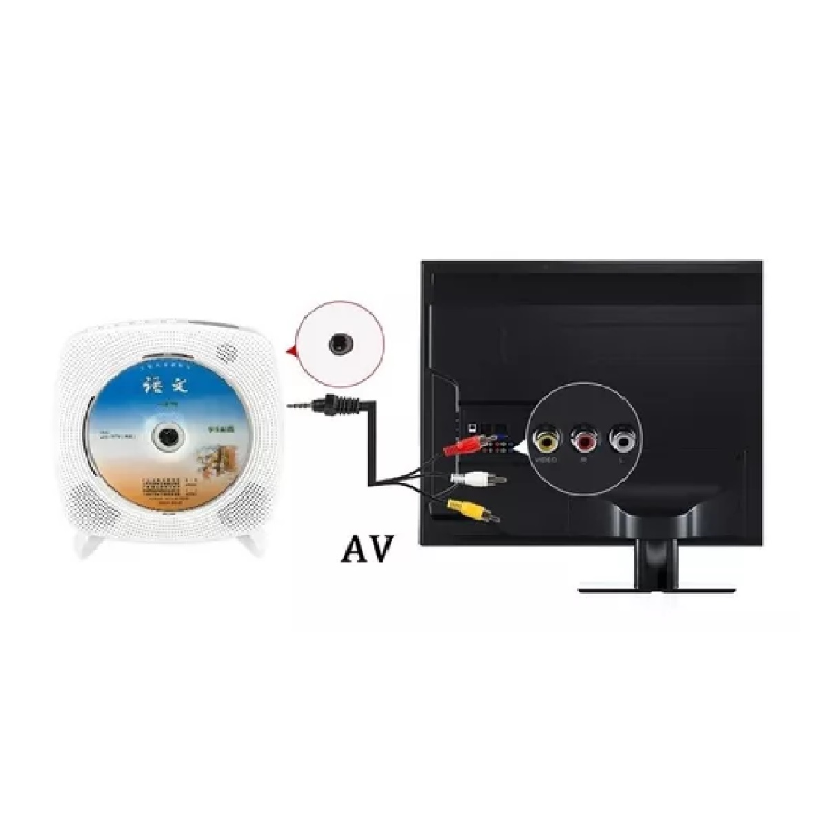 Reproductor De Cd, Dvd Bluetooth Con Montaje En Pared Blanco.