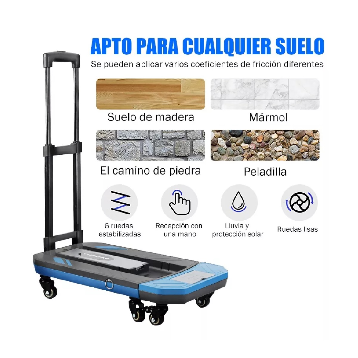 Carrito Plegable De Carga Plataforma Diablito Patin De Acero