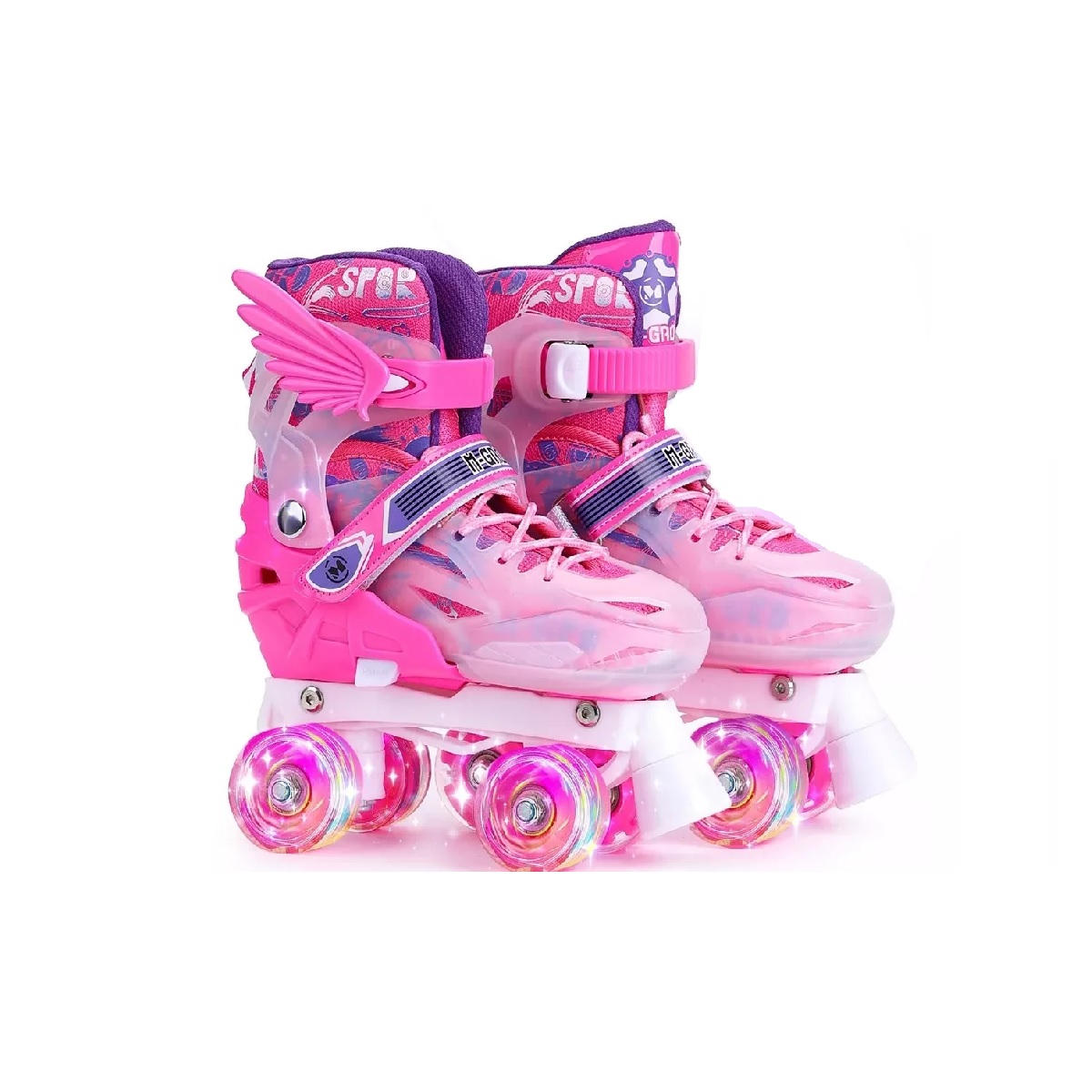 Patines Roller De 4 Ruedas Doble Fila Para Mujer Con Led Talla M.