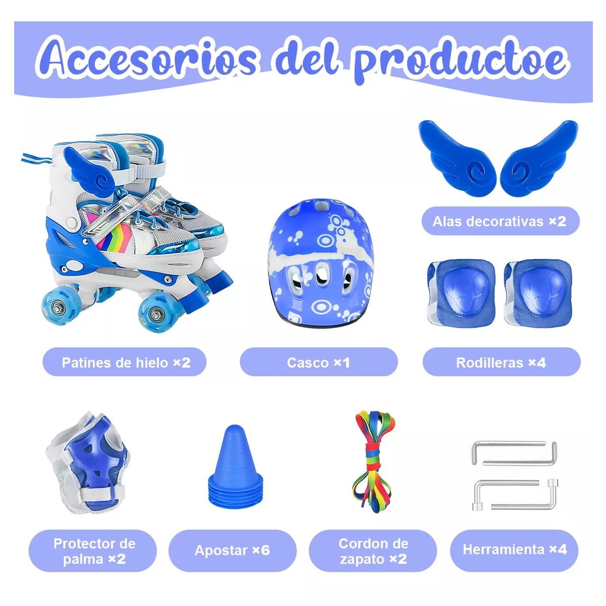 Patines 4 Ruedas Talla Ajustable Niño Niña Luz Led S 15-18CM.