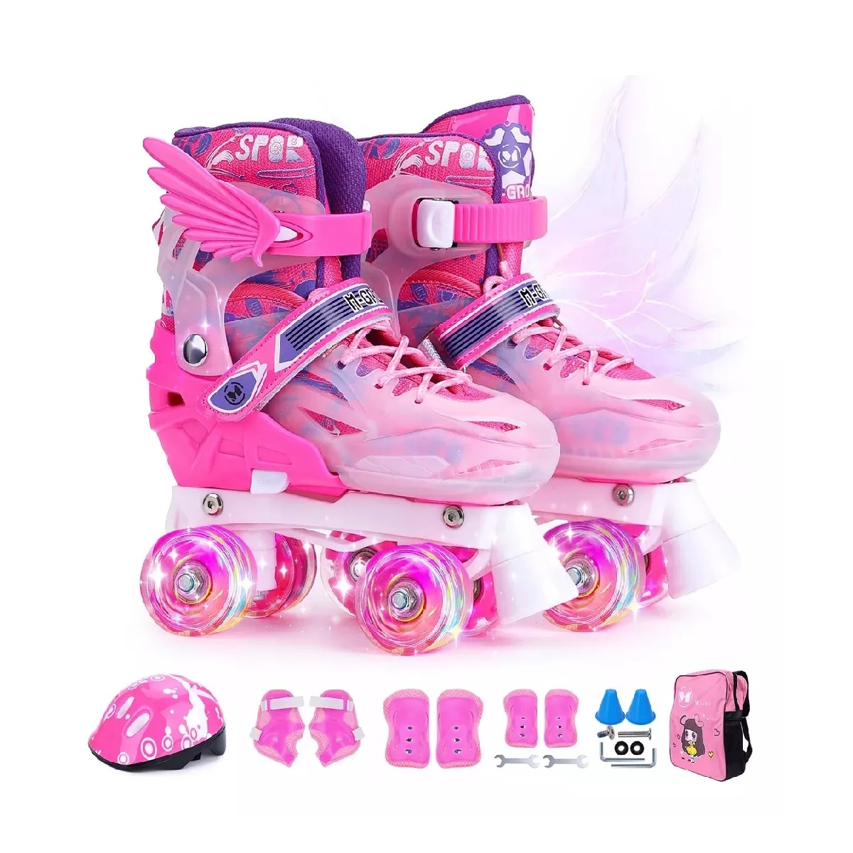 Patines Roller De 4 Ruedas Doble Fila Para Mujer Con Led Talla M.
