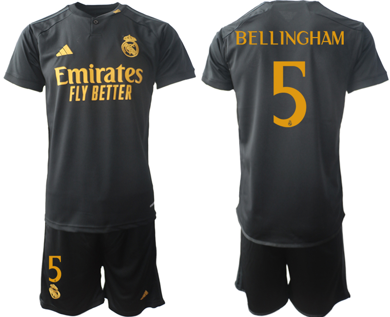 Increible! Jersey Real Madrid 2023/2024 Negro 3ero Jude Bellingham 5 Talla L