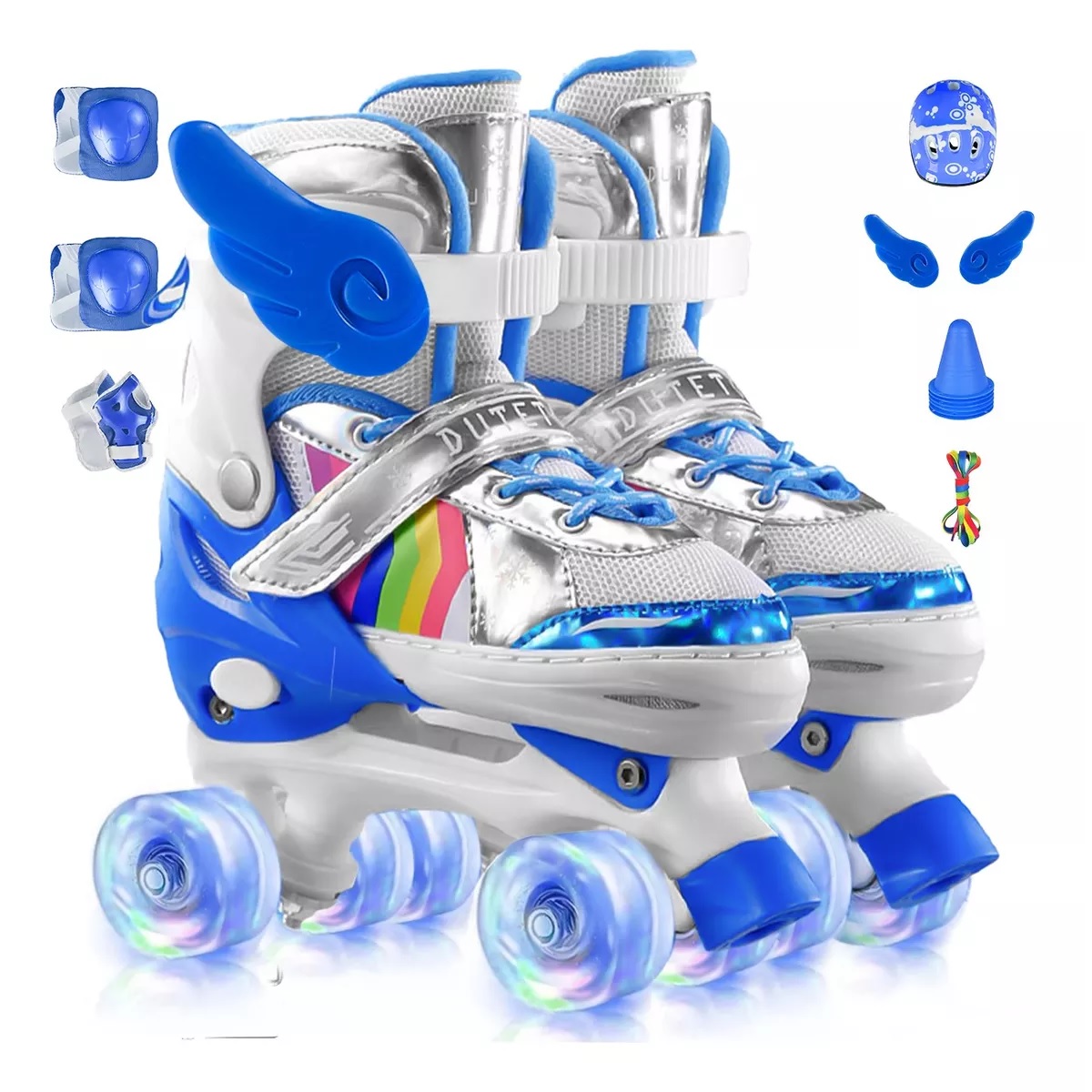 Patines 4 Ruedas Talla Ajustable Niño Niña Luz Led S 15-18CM.