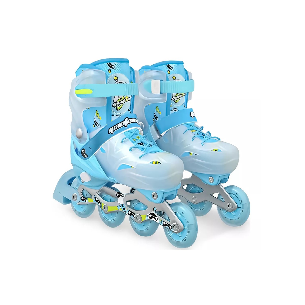 Patines En Linea Profesionales Azul M+equipo De Protección.