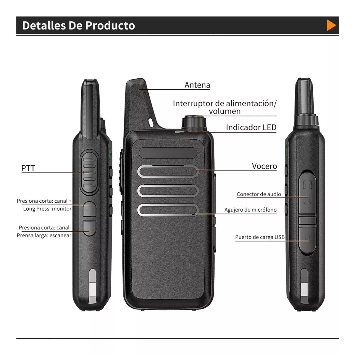 Radios Walkie Talkies Bf Vt-c2 Usb Recargable 2 Pzas.