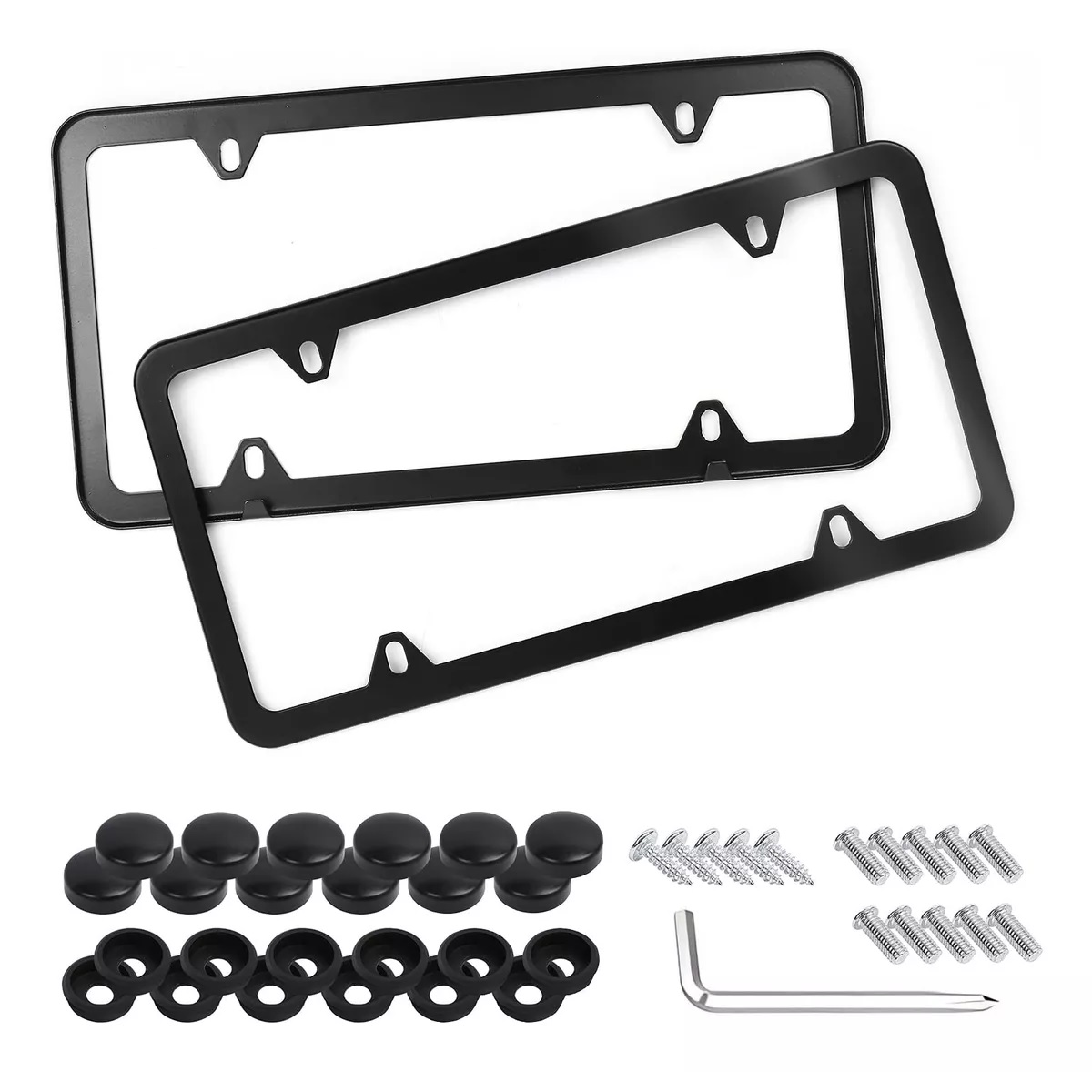Portaplaca Para Coche Universal Negro Acero Inoxidable 1 Par.
